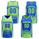 Custom Blue Green Reversible Basketball Suit for Adults and Kids Personalized Jersey