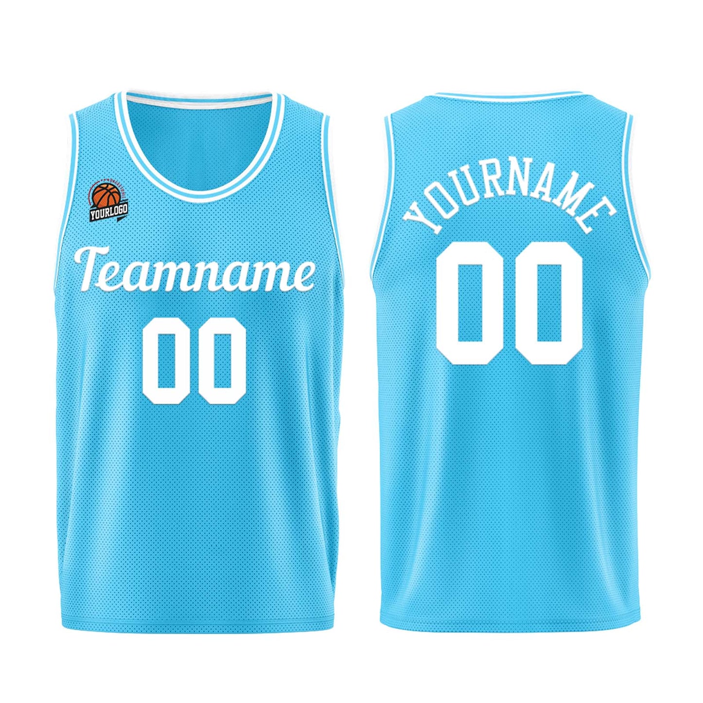 Custom Light Blue White Basketball Jersey for Men Women Adult Youth Stitched Name Number Logo