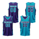Custom Purple Cyan Reversible Basketball Suit for Adults and Kids Personalized Jersey