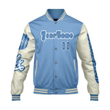 Custom Blue White Letterman Varsity Jacket Personalized Embroidery Printing