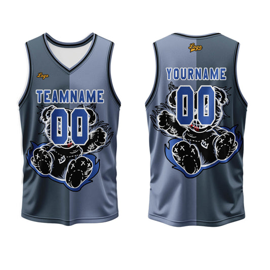 Custom Gray Blue Basketball Jersey Uniform Suit Printed Your Logo Name Number