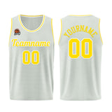 Custom Gray-Yellow Basketball Jersey for Men Women Adult Youth Stitched Name Number Logo