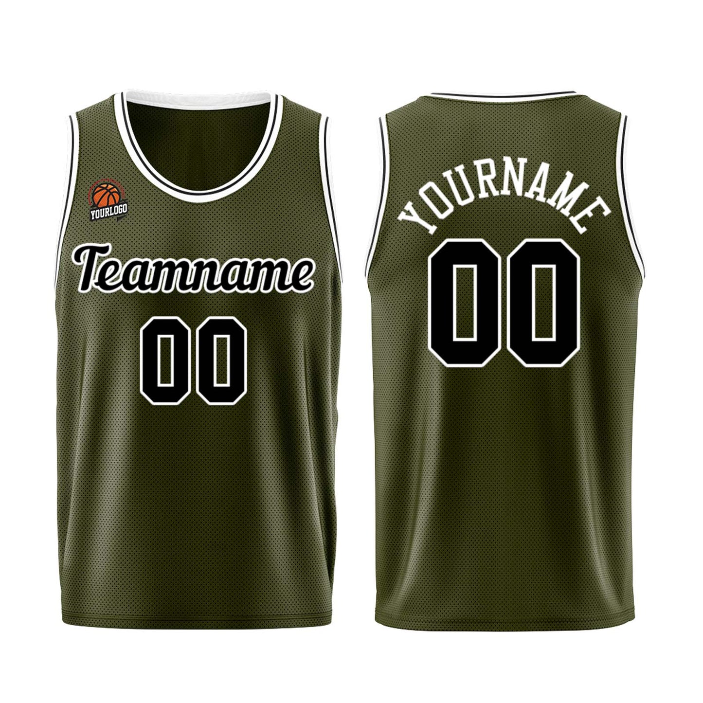 Custom Army Green-Black Basketball Jersey for Men Women Adult Youth Stitched Name Number Logo