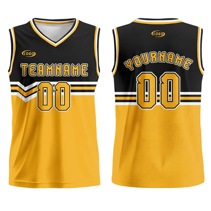 Custom Black Yellow White Basketball Jersey Uniform Suit Printed Your Logo Name Number