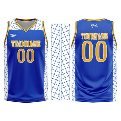 Custom Blue Yellow Basketball Jersey Uniform Suit Printed Your Logo Name Number