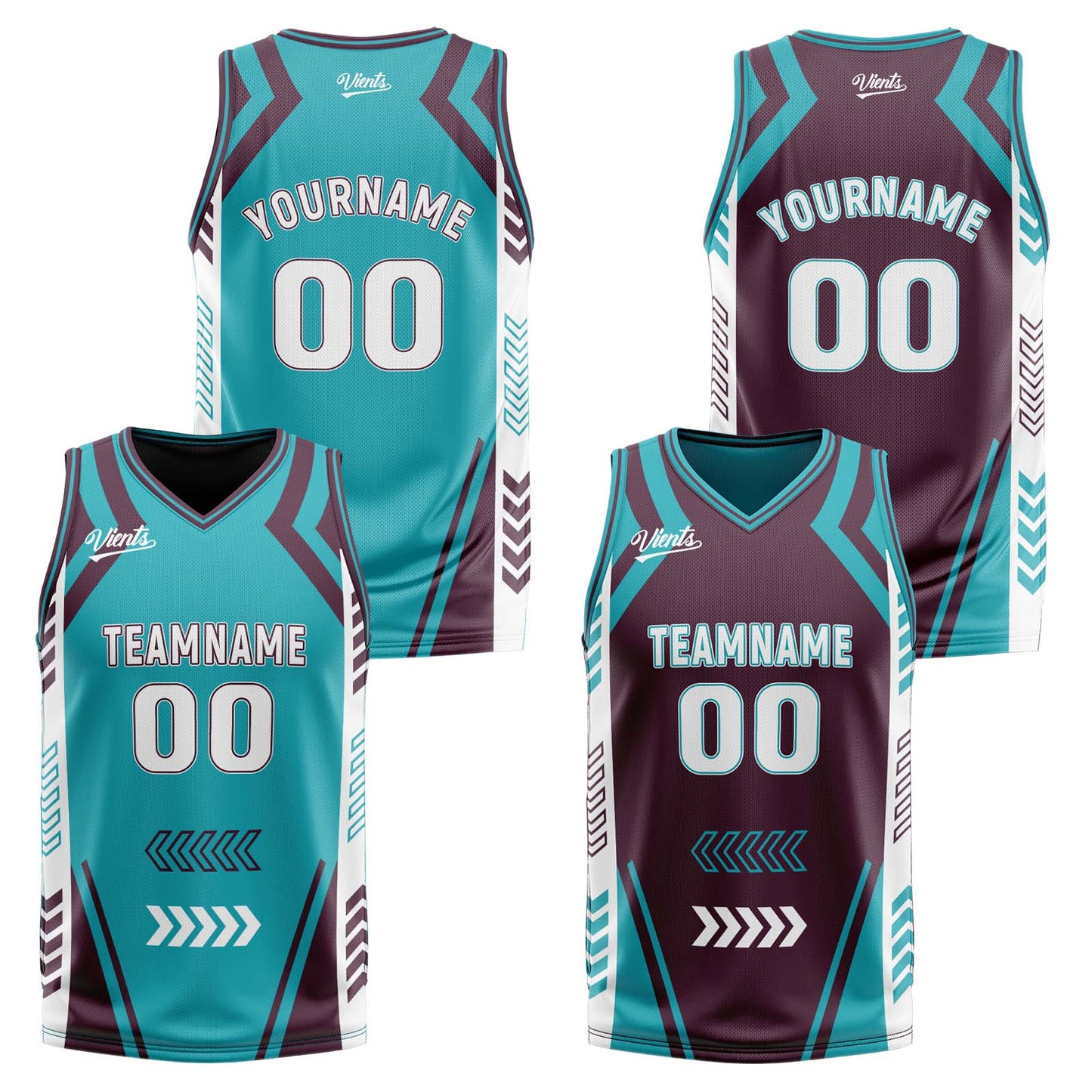Custom Cyan Vintage Purple Reversible Basketball Suit for Adults and Kids Personalized Jersey