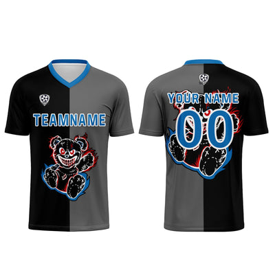Custom Black Blue Soccer Uniform Jersey Kids Adults Personalized Set Jersey Shirt