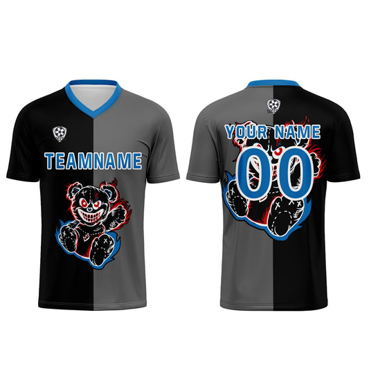 Custom Black Blue Soccer Uniform Jersey Kids Adults Personalized Set Jersey Shirt