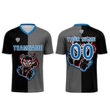 Custom Black Blue Soccer Uniform Jersey Kids Adults Personalized Set Jersey Shirt