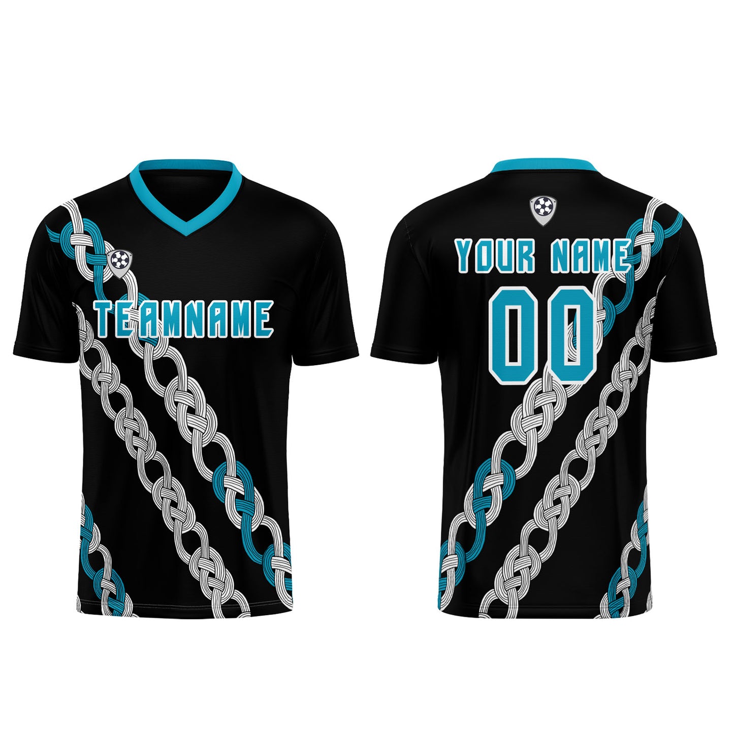 Custom Black Teal Uniform Jersey Kids Adults Personalized Set Jersey Shirt