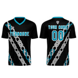 Custom Black Teal Uniform Jersey Kids Adults Personalized Set Jersey Shirt