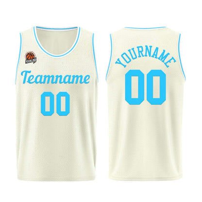 Custom Cream-Light Blue Basketball Jersey for Men Women Adult Youth Stitched Name Number Logo