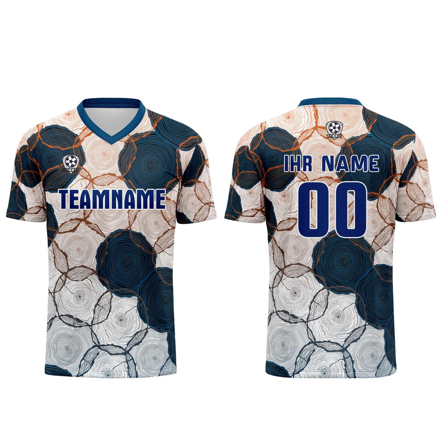 Custom  Dark Blue Orange Uniform Jersey Kids Adults Personalized Set Jersey Shirt