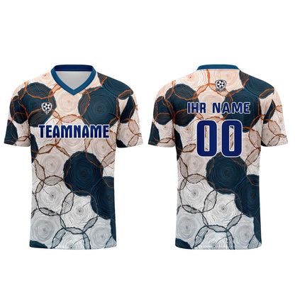 Custom  Dark Blue Orange Uniform Jersey Kids Adults Personalized Set Jersey Shirt
