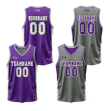 Custom Purple Grey Reversible Basketball Suit for Adults and Kids Personalized Jersey