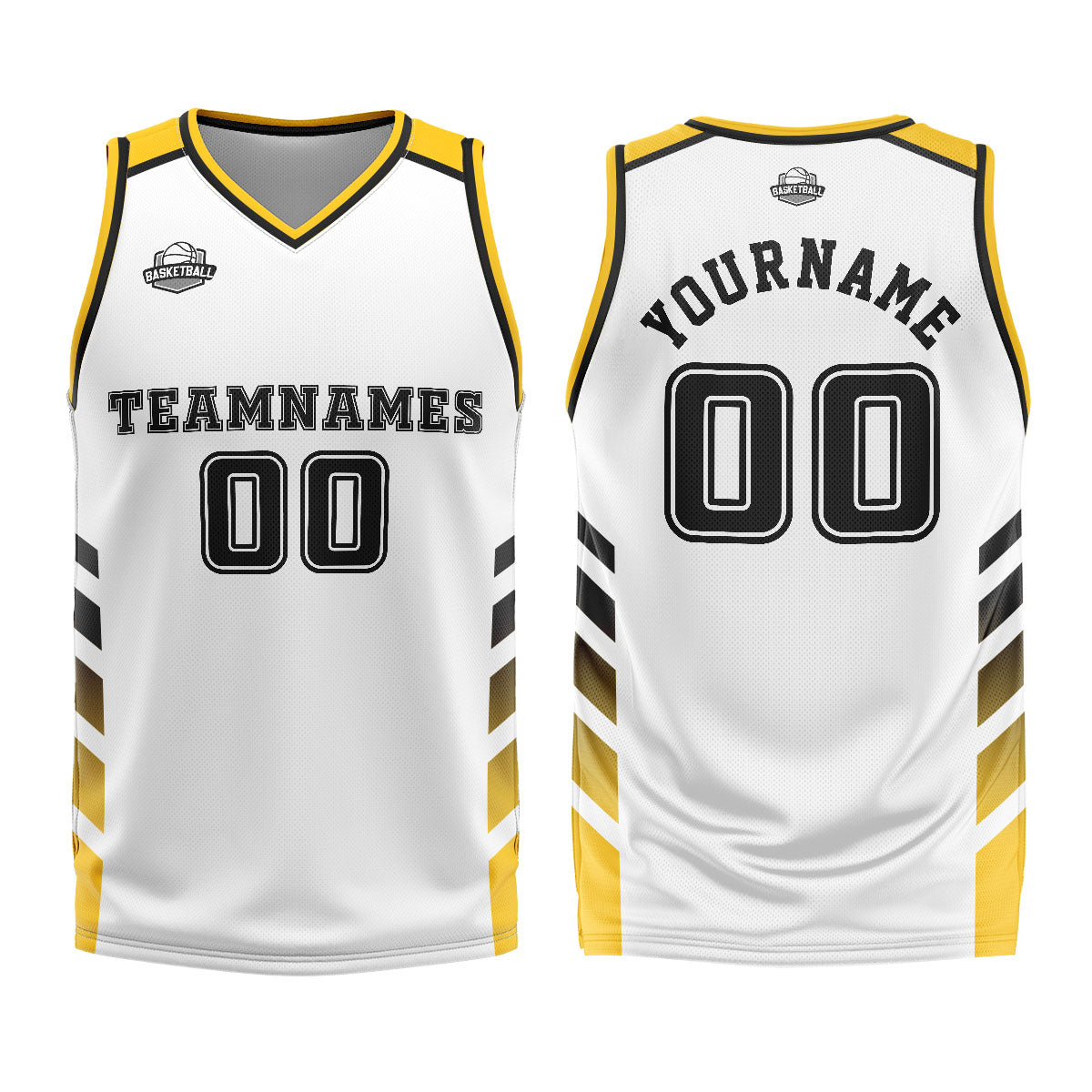 Custom White Yellow Basketball Jersey Uniform Suit Printed Your Logo Name Number