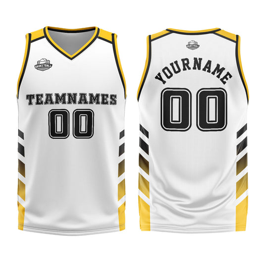 Custom White Yellow Basketball Jersey Uniform Suit Printed Your Logo Name Number