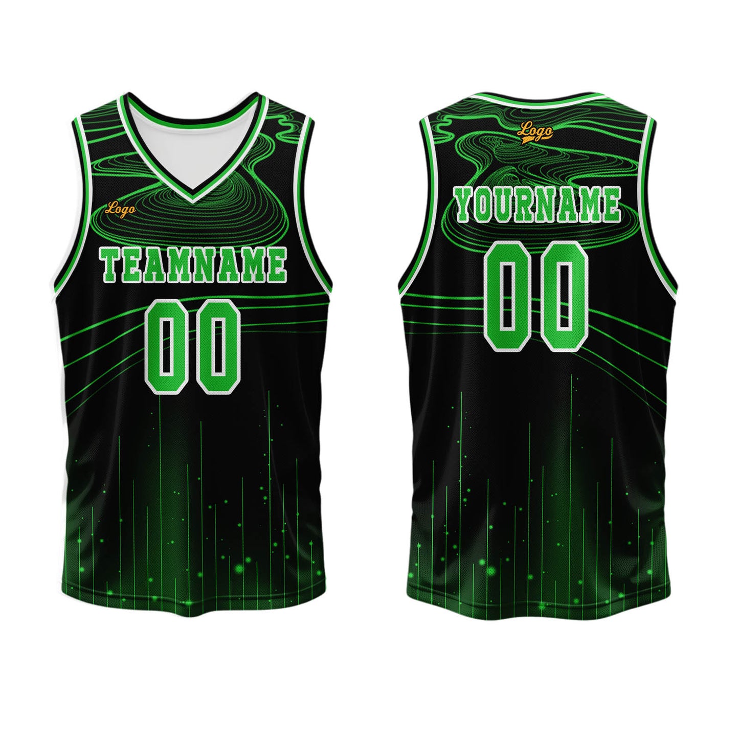 Custom Black Green Basketball Jersey Uniform Suit Printed Your Logo Name Number