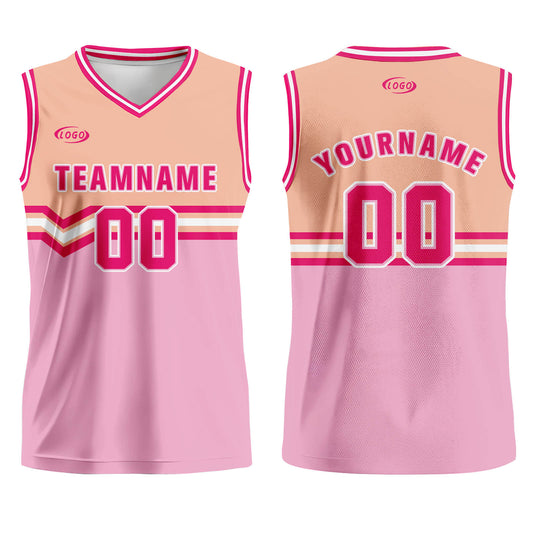 Custom Pink Orange Rose Red Basketball Jersey Uniform Suit Printed Your Logo Name Number