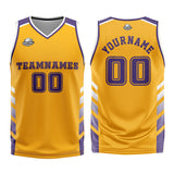 Custom Yellow Purple Basketball Jersey Uniform Suit Printed Your Logo Name Number