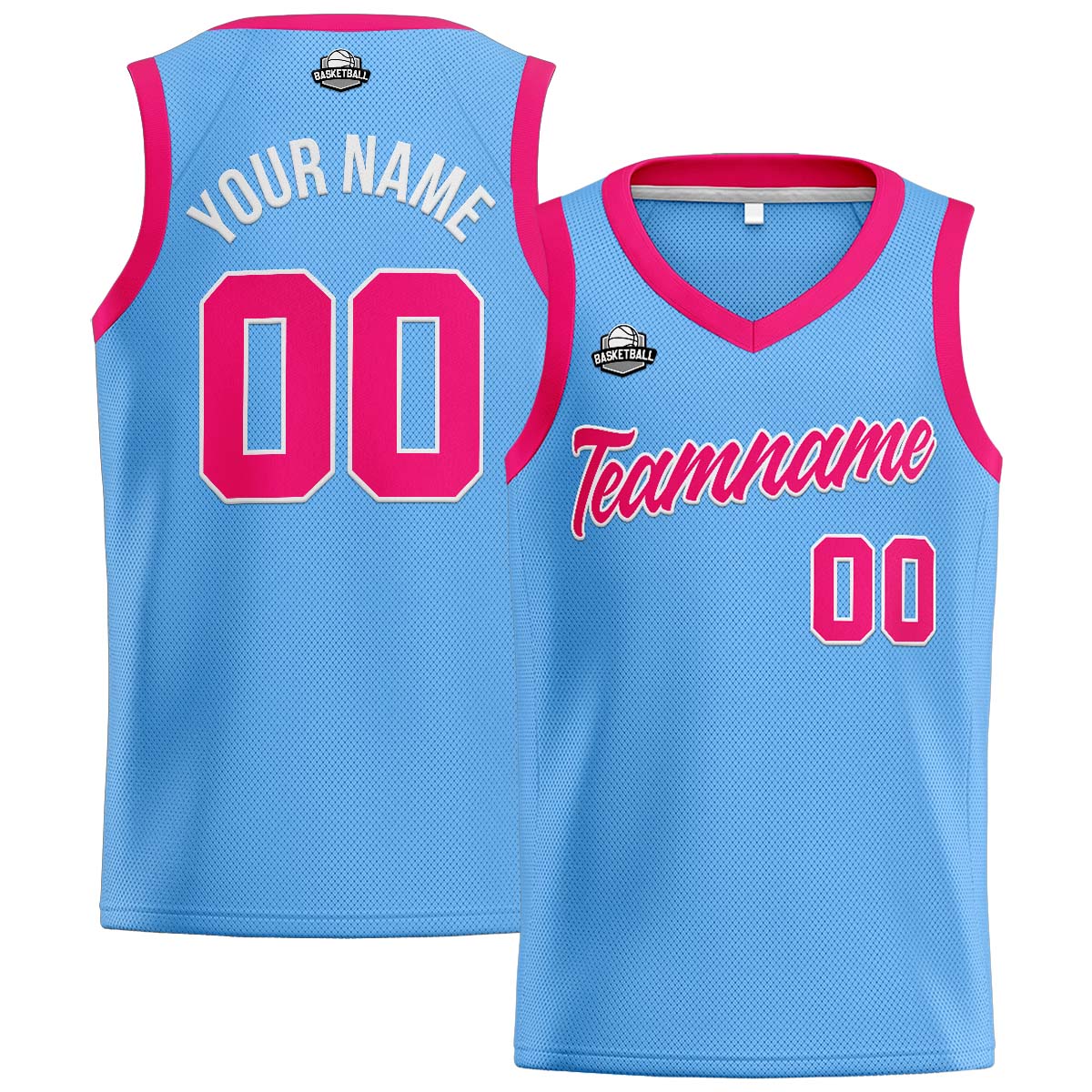 Custom Light Blue Hot Pink Basketball Jersey for Men Women Adult Youth Stitched Name Number Logo