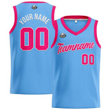 Custom Light Blue Hot Pink Basketball Jersey for Men Women Adult Youth Stitched Name Number Logo