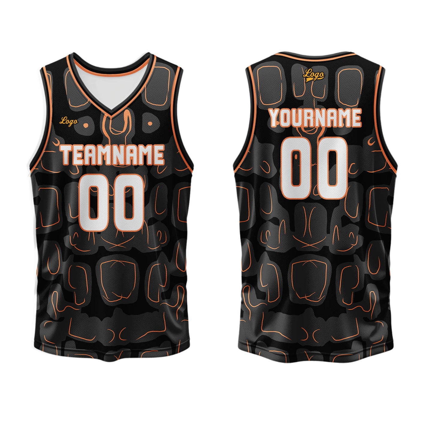 Custom Black Orange Basketball Jersey Uniform Suit Printed Your Logo Name Number