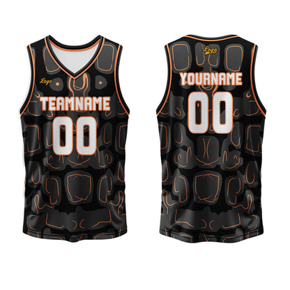 Custom Black Orange Basketball Jersey Uniform Suit Printed Your Logo Name Number