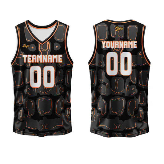 Custom Black Orange Basketball Jersey Uniform Suit Printed Your Logo Name Number