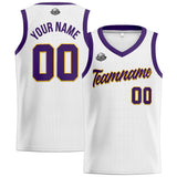 Custom White Purple Yellow Basketball Jersey for Men Women Adult Youth Stitched Name Number Logo