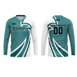 Custom Teal Basketball Soccer Football Shooting Long T-Shirt for Adults and Kids