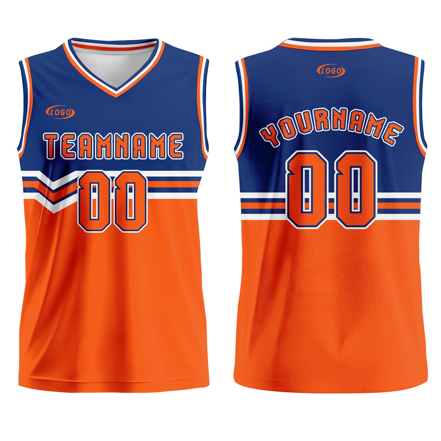 Custom Blue Orange White Basketball Jersey Uniform Suit Printed Your Logo Name Number