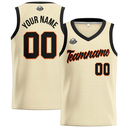 Custom Cream Black Basketball Jersey for Men Women Adult Youth Stitched Name Number Logo