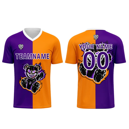 Custom Purple Orange Soccer Uniform Jersey Kids Adults Personalized Set Jersey Shirt