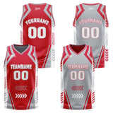 Custom Red Grey Reversible Basketball Suit for Adults and Kids Personalized Jersey