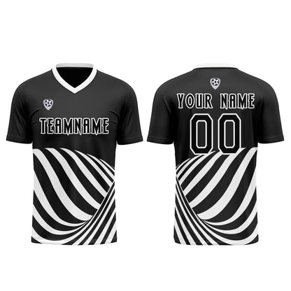 Custom Black White Uniform Jersey Kids Adults Personalized Set Jersey Shirt