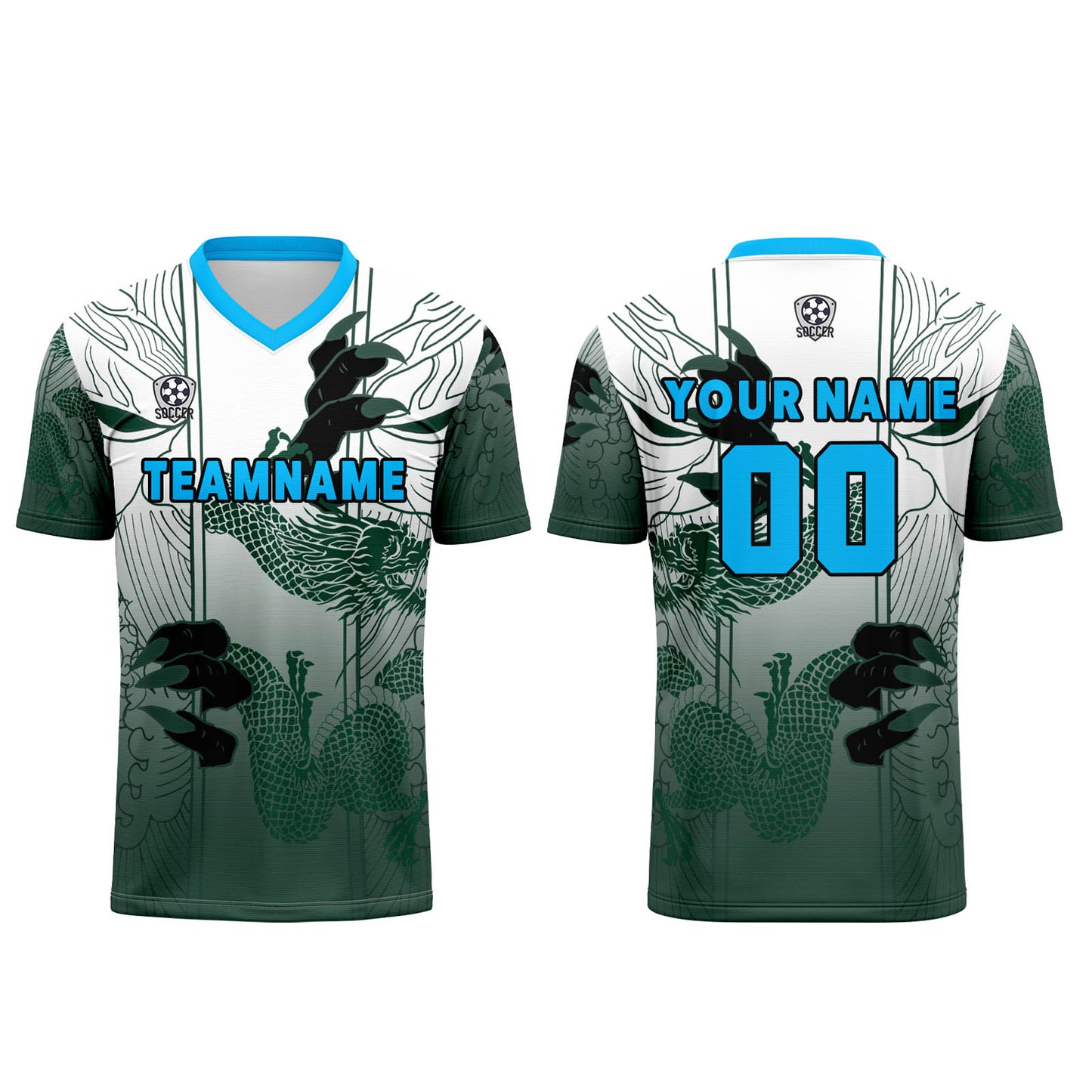 Custom Green Blue Uniform Jersey Kids Adults Personalized Set Jersey Shirt