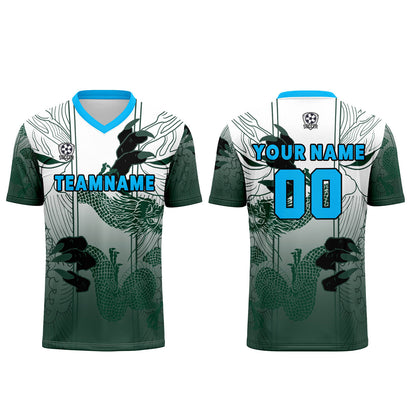 Custom Green Blue Uniform Jersey Kids Adults Personalized Set Jersey Shirt