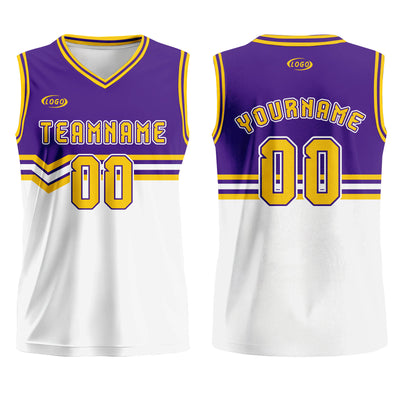 Custom Purple White Yellow Basketball Jersey Uniform Suit Printed Your Logo Name Number