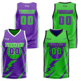 Custom Purple Green Reversible Basketball Suit for Adults and Kids Personalized Jersey