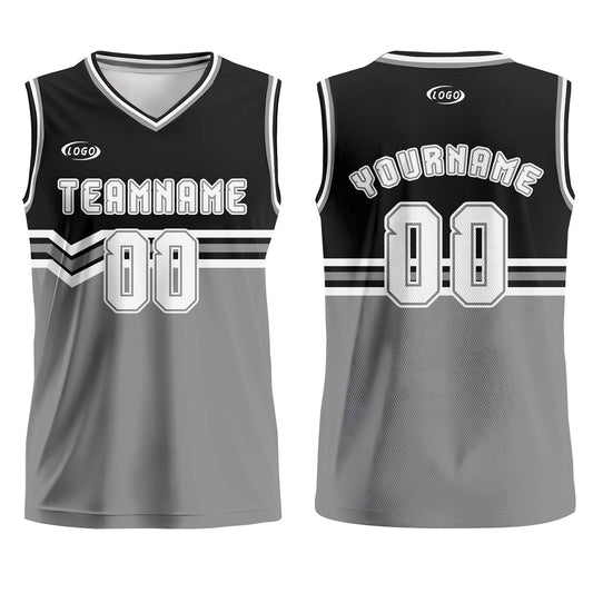 Custom Black Gray White Basketball Jersey Uniform Suit Printed Your Logo Name Number