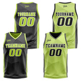 Custom Black Light Green Reversible Basketball Suit for Adults and Kids Personalized Jersey