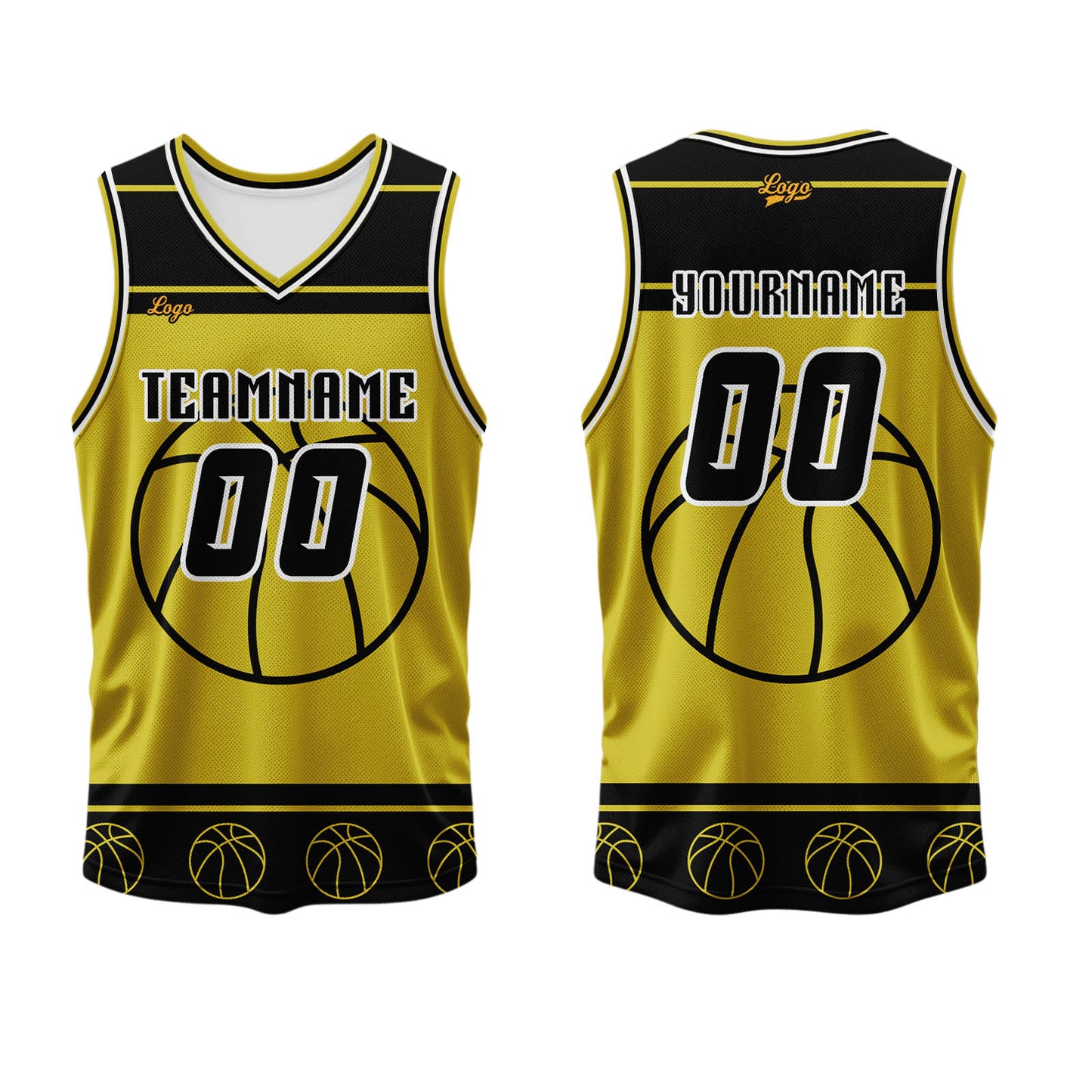 Custom Black Yellow Basketball Jersey Uniform Suit Printed Your Logo Name Number