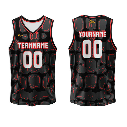 Custom Black Red Basketball Jersey Uniform Suit Printed Your Logo Name Number