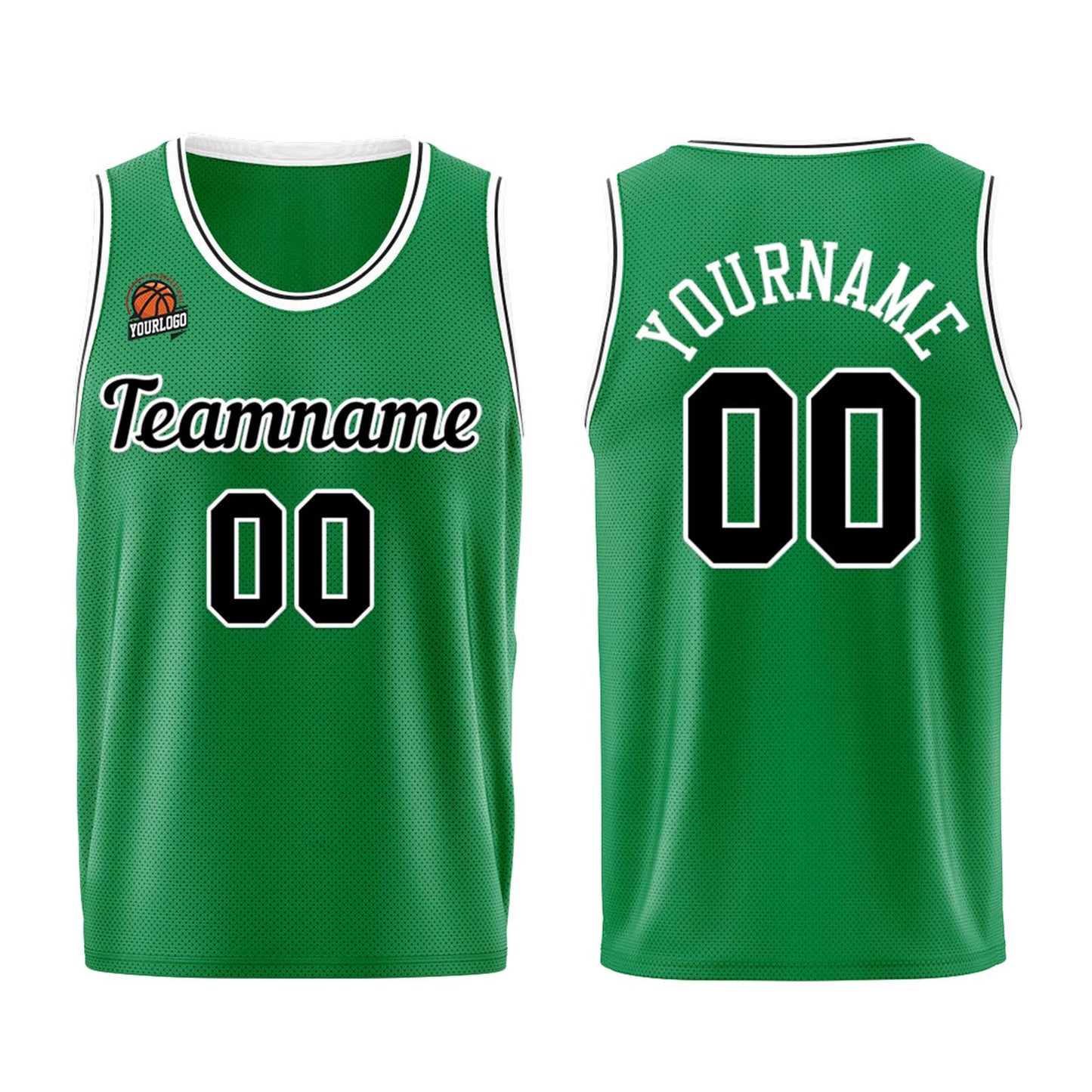 Custom Kelly Green Black Basketball Jersey for Men Women Adult Youth Stitched Name Number Logo