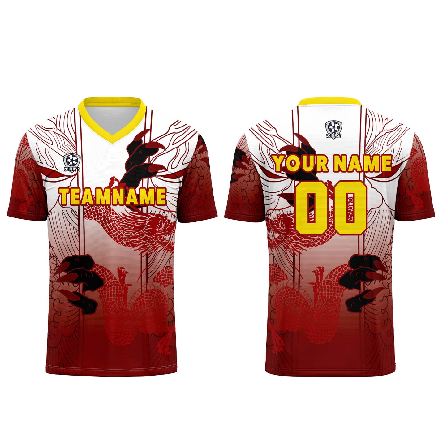 Custom Red Yellow Uniform Jersey Kids Adults Personalized Set Jersey Shirt