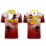 Custom Red Yellow Uniform Jersey Kids Adults Personalized Set Jersey Shirt