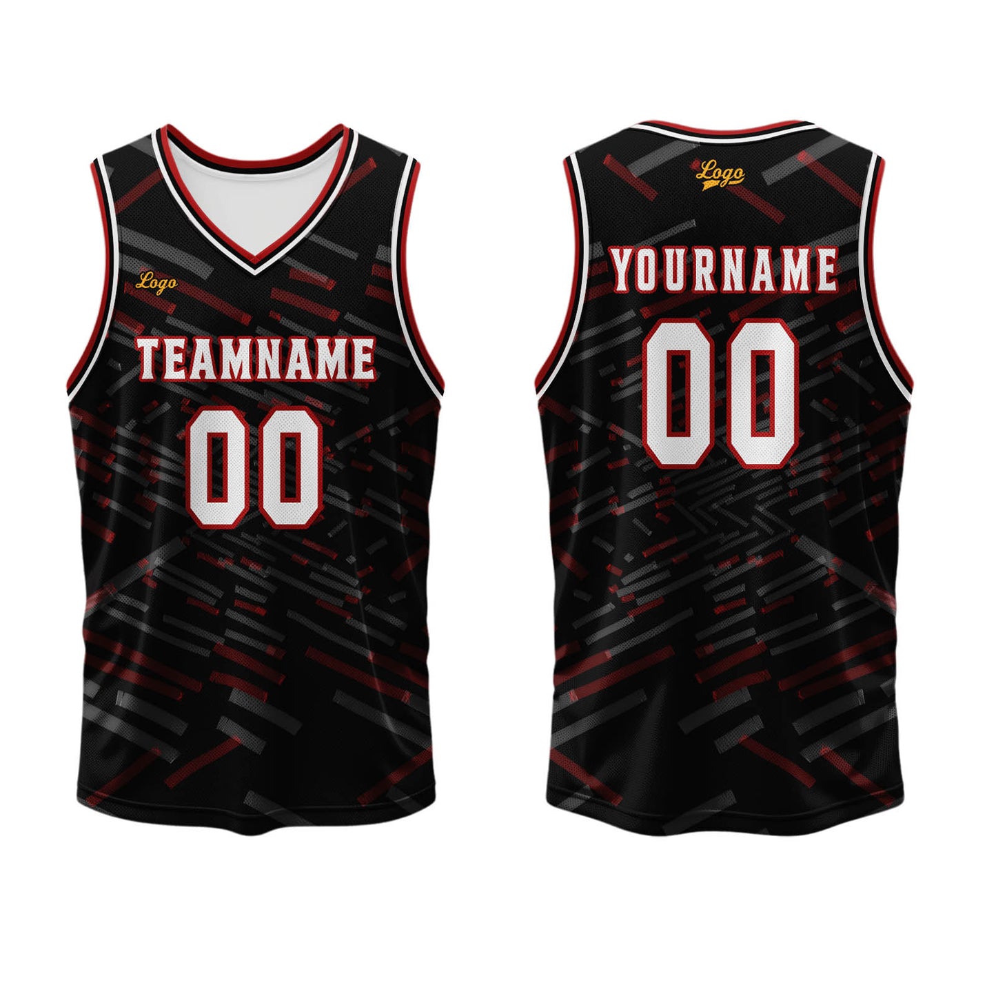 Custom Black Red Basketball Jersey Uniform Suit Printed Your Logo Name Number