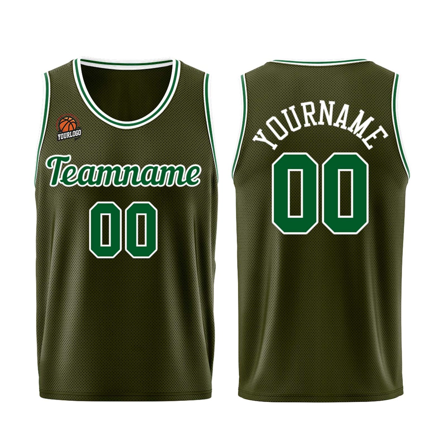 Custom Army Green-Green Basketball Jersey for Men Women Adult Youth Stitched Name Number Logo