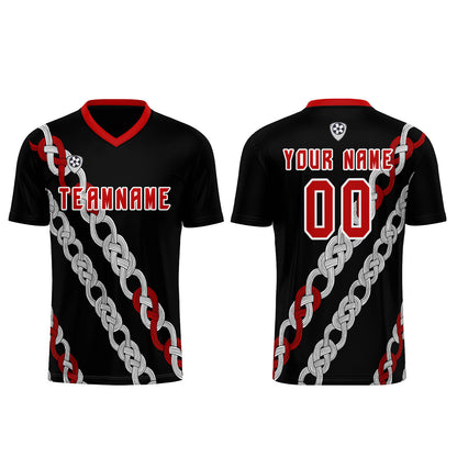 Custom Black Red Uniform Jersey Kids Adults Personalized Set Jersey Shirt